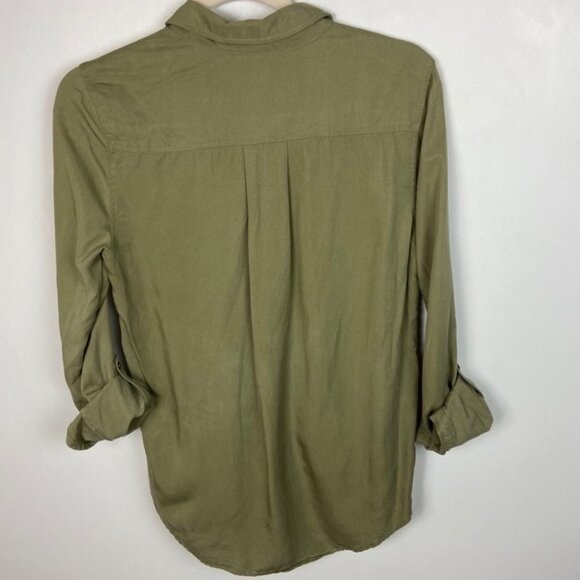 Anthropologie Army Green Faux Wrap Top Blouse Size 0 Holding Horses Olive Boho - Picture 9 of 9